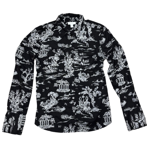 Charter Club Tops - Charter Club Black White Toile Print Button Down Shirt Size M